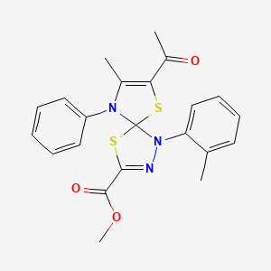 molecular formula C22H21N3O3S2 B11583145 Methyl 7-acetyl-8-methyl-1-(2-methylphenyl)-9-phenyl-4,6-dithia-1,2,9-triazaspiro[4.4]nona-2,7-diene-3-carboxylate 