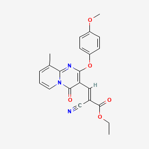 molecular formula C22H19N3O5 B11583166 ethyl (2E)-2-cyano-3-[2-(4-methoxyphenoxy)-9-methyl-4-oxo-4H-pyrido[1,2-a]pyrimidin-3-yl]prop-2-enoate 