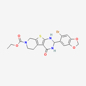molecular formula C19H18BrN3O5S B11583318 ethyl 5-(6-bromo-1,3-benzodioxol-5-yl)-3-oxo-8-thia-4,6,11-triazatricyclo[7.4.0.02,7]trideca-1(9),2(7)-diene-11-carboxylate 