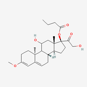 molecular formula C₂₆H₃₈O₆ B1158342 [(8S,10S,11S,13S,14S,17S)-11-hydroxy-17-(2-hydroxyacetyl)-3-methoxy-10,13-dimethyl-1,2,7,8,9,11,12,14,15,16-decahydrocyclopenta[a]phenanthren-17-yl] butanoate 