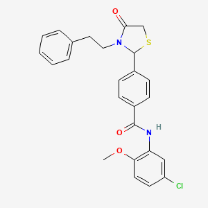molecular formula C25H23ClN2O3S B11584127 N-(5-chloro-2-methoxyphenyl)-4-[4-oxo-3-(2-phenylethyl)-1,3-thiazolidin-2-yl]benzamide 