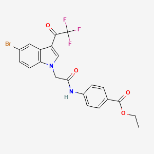 molecular formula C21H16BrF3N2O4 B11584183 ethyl 4-({[5-bromo-3-(trifluoroacetyl)-1H-indol-1-yl]acetyl}amino)benzoate 