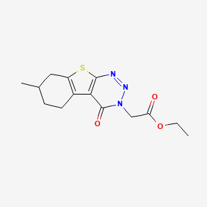 molecular formula C14H17N3O3S B11584258 Ethyl 2-[7-methyl-4-oxo-5,6,7,8-tetrahydro[1]benzothieno[2,3-D][1,2,3]triazin-3(4H)-YL]acetate 