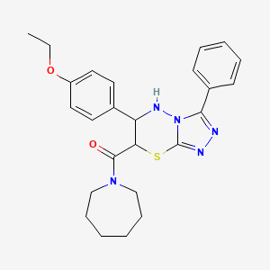 molecular formula C25H29N5O2S B11584364 azepan-1-yl[6-(4-ethoxyphenyl)-3-phenyl-6,7-dihydro-5H-[1,2,4]triazolo[3,4-b][1,3,4]thiadiazin-7-yl]methanone 