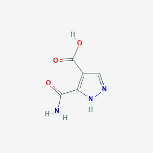 molecular formula C5H5N3O3 B115846 5-carbamoyl-1H-pyrazole-4-carboxylic acid CAS No. 145147-06-4