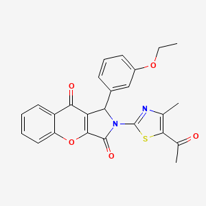 molecular formula C25H20N2O5S B11584724 2-(5-Acetyl-4-methyl-1,3-thiazol-2-yl)-1-(3-ethoxyphenyl)-1,2-dihydrochromeno[2,3-c]pyrrole-3,9-dione 