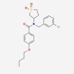 molecular formula C22H26ClNO4S B11584757 4-butoxy-N-(3-chlorobenzyl)-N-(1,1-dioxidotetrahydrothiophen-3-yl)benzamide 
