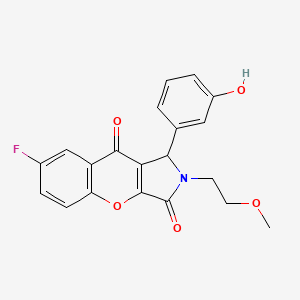 molecular formula C20H16FNO5 B11584895 7-Fluoro-1-(3-hydroxyphenyl)-2-(2-methoxyethyl)-1,2-dihydrochromeno[2,3-c]pyrrole-3,9-dione 