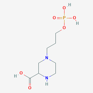molecular formula C8H17N2O6P B115853 (+)-4-(3-(Phosphonooxy)propyl)-2-piperazinecarboxylic acid CAS No. 152218-61-6