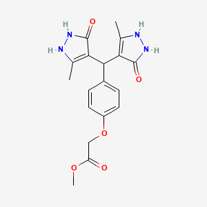 molecular formula C18H20N4O5 B11585838 methyl {4-[bis(5-hydroxy-3-methyl-1H-pyrazol-4-yl)methyl]phenoxy}acetate 