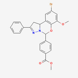 molecular formula C25H21BrN2O4 B11585872 Methyl 4-(9-bromo-7-methoxy-2-phenyl-1,10b-dihydropyrazolo[1,5-c][1,3]benzoxazin-5-yl)benzoate 