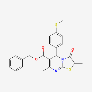 molecular formula C23H22N2O3S2 B11585958 benzyl 2,7-dimethyl-5-[4-(methylsulfanyl)phenyl]-3-oxo-2H,3H,5H-[1,3]thiazolo[3,2-a]pyrimidine-6-carboxylate 