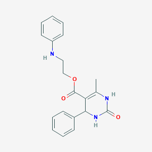 molecular formula C20H21N3O3 B011586 2-Oxo-4-phenyl-5-(beta-anilinoethoxycarbonyl)-6-methyl-1,2,3,4-tetrahydropyrimidine CAS No. 102207-80-7