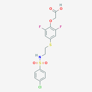 molecular formula C16H14ClF2NO5S2 B115861 2-[4-[2-[(4-Chlorophenyl)sulfonylamino]ethylsulfanyl]-2,6-difluorophenoxy]acetic acid CAS No. 141286-14-8