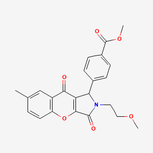 molecular formula C23H21NO6 B11586655 Methyl 4-[2-(2-methoxyethyl)-7-methyl-3,9-dioxo-1,2,3,9-tetrahydrochromeno[2,3-c]pyrrol-1-yl]benzoate 