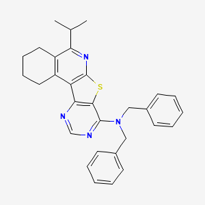 molecular formula C30H30N4S B11586809 N,N-dibenzyl-8-propan-2-yl-11-thia-9,14,16-triazatetracyclo[8.7.0.02,7.012,17]heptadeca-1,7,9,12,14,16-hexaen-13-amine 