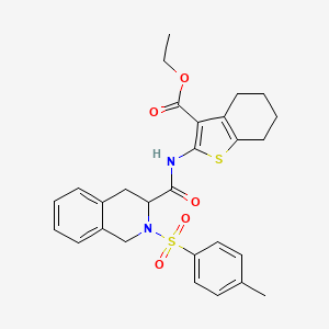 molecular formula C28H30N2O5S2 B11586973 Ethyl 2-[({2-[(4-methylphenyl)sulfonyl]-1,2,3,4-tetrahydroisoquinolin-3-yl}carbonyl)amino]-4,5,6,7-tetrahydro-1-benzothiophene-3-carboxylate 