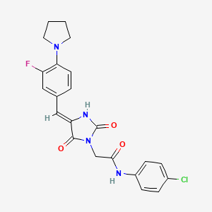 molecular formula C22H20ClFN4O3 B11587562 N-(4-chlorophenyl)-2-{(4Z)-4-[3-fluoro-4-(pyrrolidin-1-yl)benzylidene]-2,5-dioxoimidazolidin-1-yl}acetamide 