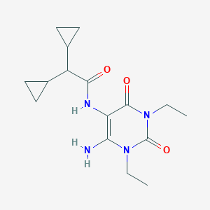 molecular formula C16H24N4O3 B115877 N-(4-amino-1,3-diethyl-2,6-dioxopyrimidin-5-yl)-2,2-dicyclopropylacetamide CAS No. 142458-94-4