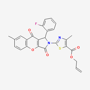 molecular formula C26H19FN2O5S B11588168 prop-2-en-1-yl 2-[1-(2-fluorophenyl)-7-methyl-3,9-dioxo-3,9-dihydrochromeno[2,3-c]pyrrol-2(1H)-yl]-4-methyl-1,3-thiazole-5-carboxylate 