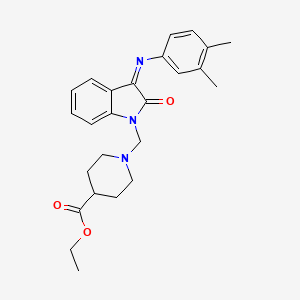 molecular formula C25H29N3O3 B11588181 Ethyl 1-{[(3E)-3-[(3,4-dimethylphenyl)imino]-2-oxo-2,3-dihydro-1H-indol-1-YL]methyl}piperidine-4-carboxylate 