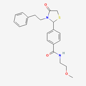 molecular formula C21H24N2O3S B11588200 N-(2-Methoxy-ethyl)-4-(4-oxo-3-phenethyl-thiazolidin-2-yl)-benzamide 