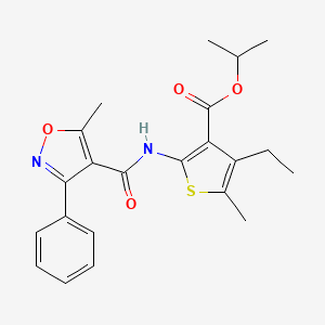 molecular formula C22H24N2O4S B11588364 Propan-2-yl 4-ethyl-5-methyl-2-{[(5-methyl-3-phenyl-1,2-oxazol-4-yl)carbonyl]amino}thiophene-3-carboxylate 