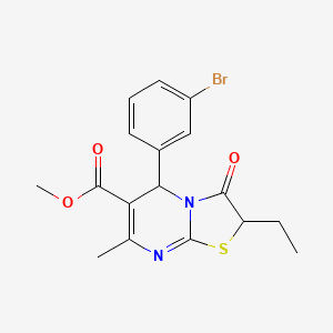 molecular formula C17H17BrN2O3S B11588425 methyl 5-(3-bromophenyl)-2-ethyl-7-methyl-3-oxo-2,3-dihydro-5H-[1,3]thiazolo[3,2-a]pyrimidine-6-carboxylate 