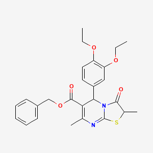 molecular formula C26H28N2O5S B11588647 benzyl 5-(3,4-diethoxyphenyl)-2,7-dimethyl-3-oxo-2,3-dihydro-5H-[1,3]thiazolo[3,2-a]pyrimidine-6-carboxylate 