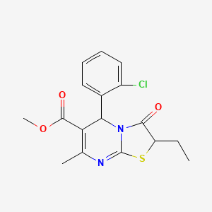 molecular formula C17H17ClN2O3S B11588690 Methyl 5-(2-chlorophenyl)-2-ethyl-7-methyl-3-oxo-3,5-dihydro-2H-thiazolo[3,2-a]pyrimidine-6-carboxylate CAS No. 617698-54-1