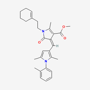 molecular formula C29H34N2O3 B11588700 methyl (4Z)-1-[2-(cyclohex-1-en-1-yl)ethyl]-4-{[2,5-dimethyl-1-(2-methylphenyl)-1H-pyrrol-3-yl]methylidene}-2-methyl-5-oxo-4,5-dihydro-1H-pyrrole-3-carboxylate 