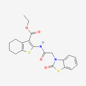 molecular formula C20H20N2O4S2 B11588890 ethyl 2-{[(2-oxo-1,3-benzothiazol-3(2H)-yl)acetyl]amino}-4,5,6,7-tetrahydro-1-benzothiophene-3-carboxylate 