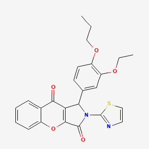 molecular formula C25H22N2O5S B11589216 1-(3-Ethoxy-4-propoxyphenyl)-2-(1,3-thiazol-2-yl)-1,2-dihydrochromeno[2,3-c]pyrrole-3,9-dione 
