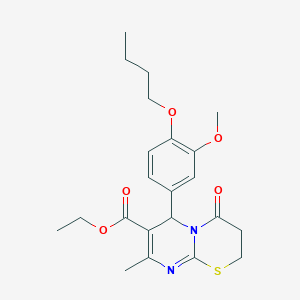 molecular formula C22H28N2O5S B11589363 ethyl 6-(4-butoxy-3-methoxyphenyl)-8-methyl-4-oxo-3,4-dihydro-2H,6H-pyrimido[2,1-b][1,3]thiazine-7-carboxylate CAS No. 618410-99-4