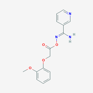 molecular formula C15H15N3O4 B11589452 N'-{[2-(2-methoxyphenoxy)acetyl]oxy}pyridine-3-carboximidamide 