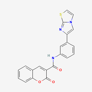 molecular formula C21H13N3O3S B11589619 N-(3-(imidazo[2,1-b]thiazol-6-yl)phenyl)-2-oxo-2H-chromene-3-carboxamide 