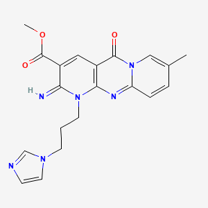 molecular formula C20H20N6O3 B11589626 methyl 7-[3-(1H-imidazol-1-yl)propyl]-6-imino-13-methyl-2-oxo-1,7,9-triazatricyclo[8.4.0.0^{3,8}]tetradeca-3(8),4,9,11,13-pentaene-5-carboxylate 