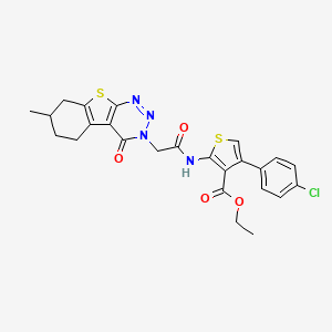molecular formula C25H23ClN4O4S2 B11589775 Ethyl 4-(4-chlorophenyl)-2-({2-[7-methyl-4-oxo-5,6,7,8-tetrahydro[1]benzothieno[2,3-D][1,2,3]triazin-3(4H)-YL]acetyl}amino)-3-thiophenecarboxylate 
