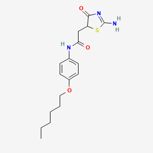 molecular formula C17H23N3O3S B11589853 N-[4-(hexyloxy)phenyl]-2-(2-imino-4-oxo-1,3-thiazolidin-5-yl)acetamide 