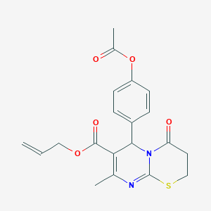 molecular formula C20H20N2O5S B11589866 prop-2-en-1-yl 6-[4-(acetyloxy)phenyl]-8-methyl-4-oxo-3,4-dihydro-2H,6H-pyrimido[2,1-b][1,3]thiazine-7-carboxylate 