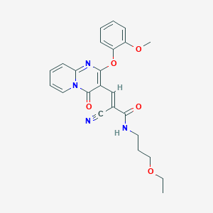 molecular formula C24H24N4O5 B11589895 (2E)-2-cyano-N-(3-ethoxypropyl)-3-[2-(2-methoxyphenoxy)-4-oxo-4H-pyrido[1,2-a]pyrimidin-3-yl]prop-2-enamide 