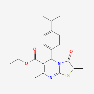 molecular formula C20H24N2O3S B11590283 ethyl 2,7-dimethyl-3-oxo-5-[4-(propan-2-yl)phenyl]-2,3-dihydro-5H-[1,3]thiazolo[3,2-a]pyrimidine-6-carboxylate 