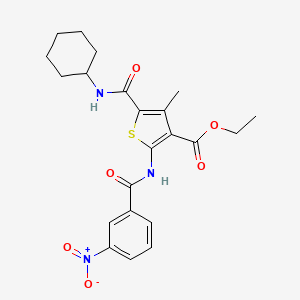 molecular formula C22H25N3O6S B11590334 Ethyl 5-(cyclohexylcarbamoyl)-4-methyl-2-{[(3-nitrophenyl)carbonyl]amino}thiophene-3-carboxylate 