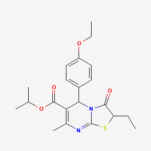 molecular formula C21H26N2O4S B11590337 isopropyl 5-(4-ethoxyphenyl)-2-ethyl-7-methyl-3-oxo-2,3-dihydro-5H-[1,3]thiazolo[3,2-a]pyrimidine-6-carboxylate 
