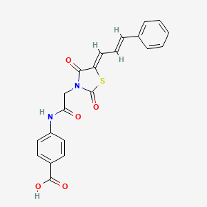 molecular formula C21H16N2O5S B11590536 4-[({(5Z)-2,4-dioxo-5-[(2E)-3-phenylprop-2-enylidene]-1,3-thiazolidin-3-yl}acetyl)amino]benzoic acid 