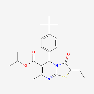 molecular formula C23H30N2O3S B11590644 propan-2-yl 5-(4-tert-butylphenyl)-2-ethyl-7-methyl-3-oxo-2,3-dihydro-5H-[1,3]thiazolo[3,2-a]pyrimidine-6-carboxylate 