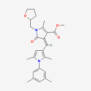 molecular formula C27H32N2O4 B11590663 methyl (4Z)-4-{[1-(3,5-dimethylphenyl)-2,5-dimethyl-1H-pyrrol-3-yl]methylidene}-2-methyl-5-oxo-1-(tetrahydrofuran-2-ylmethyl)-4,5-dihydro-1H-pyrrole-3-carboxylate 