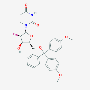 molecular formula C30H29FN2O7 B115907 1-((2R,3R,4R,5R)-5-((Bis(4-methoxyphenyl)(phenyl)methoxy)methyl)-3-fluoro-4-hydroxytetrahydrofuran-2-yl)pyrimidine-2,4(1H,3H)-dione CAS No. 146954-74-7