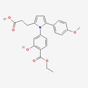 molecular formula C23H23NO6 B11590718 3-{1-[4-(ethoxycarbonyl)-3-hydroxyphenyl]-5-(4-methoxyphenyl)-1H-pyrrol-2-yl}propanoic acid 