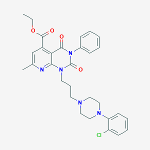 Pyrido(2,3-d)pyrimidine-5-carboxylic acid, 1,2,3,4-tetrahydro-1-(3-(4-(2-chlorophenyl)-1-piperazinyl)propyl)-2,4-dioxo-7-methyl-3-phenyl-, ethyl ester